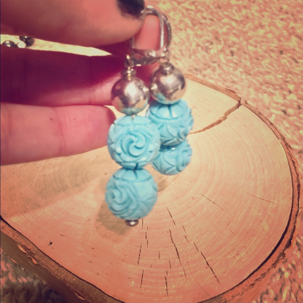 COPY - Handcrafted Silver Turquoise Carved Earrin…